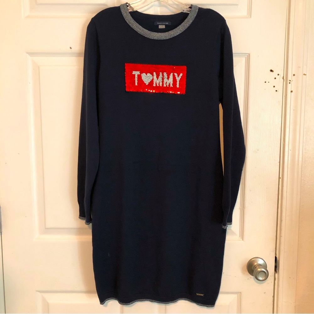 Y2k Tommy Hilfiger knitted dress long sleeve squeen tommy logo